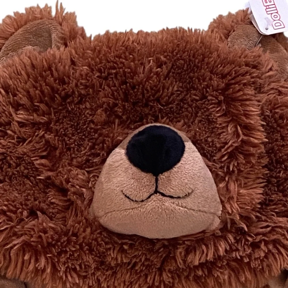 New DolliBu Brown Plush Bear Hat With Ear Flaps